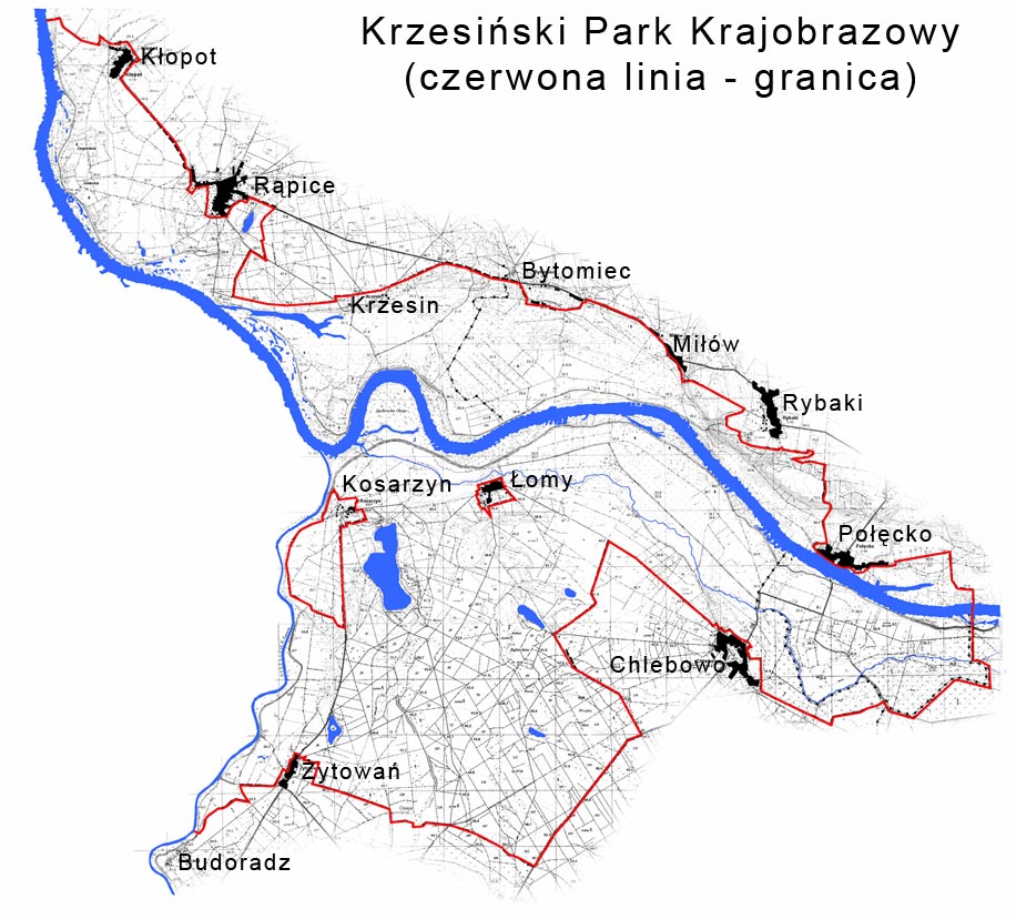 Mapa Krzesińskiego Parku Krajobrazowego